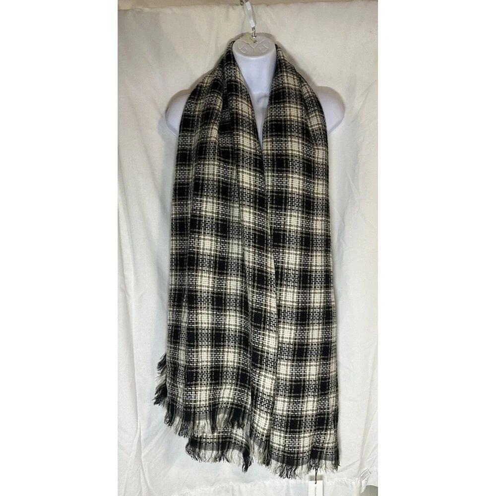 Treasure & Bond Ivory Boyfriend Check Scarf - Oversized Plaid Wrap NWT